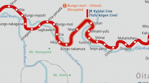 Disrupted operation on partial sections of JR Kyūdai Line and Hisatsu Line