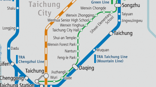 Newly opened the Metro Green Line, the first urban railway in Taichung City