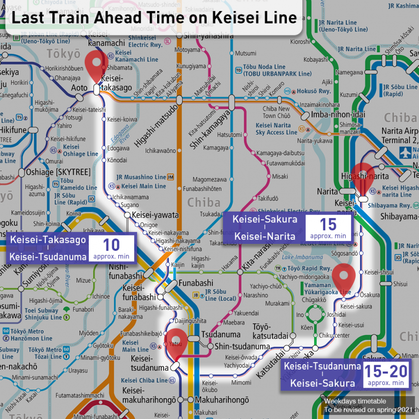 Keisei moves the last train ahead / the first train behind from the spring of 2021