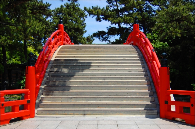 The Sorihashi bridge in Sumiyoshi Taisha Shrine