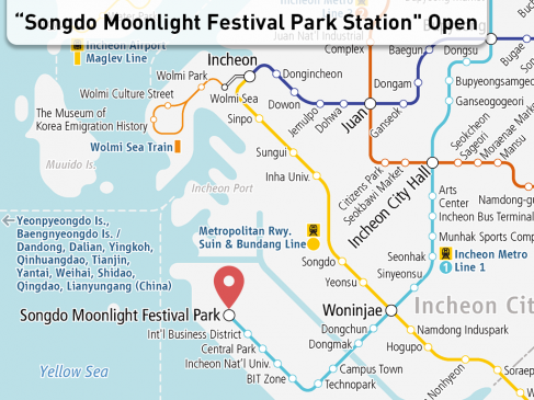 New station “Songdo Moonlight Festival Park Station” –  Incheon Metro Line 1