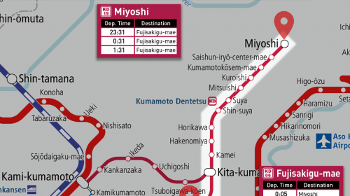 [Look at the Railway Map] New Year's Eve Trains on Kumamoto Dentetsu