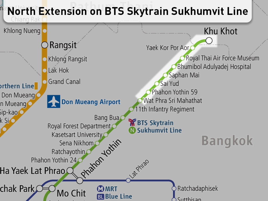 Bangkok Gold Line Open Bts Sukhumvit Line Further Extended Northward Wtm World Transit Maps