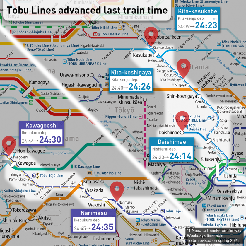 Tobu Railway moves the last train ahead in the spring of 2021 - No change on Tobu Urbanpark Line