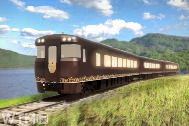 Rendering of JR West's new tourism train, which is scheduled to start operating in the fall of 2024 by remodeling the KIHA 189 series diesel car (Image provided by: JR West)