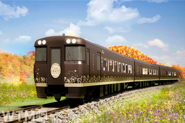 The sightseeing train "Hana Akari" powered by JR West KIHA 189 series diesel cars, scheduled to start operating in October 2024 (Image by JR West)