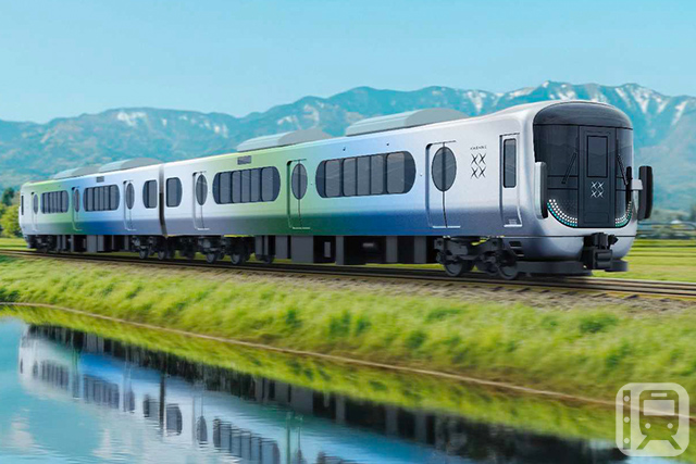 Design of the new trains to be introduced on the Johana Line and Himi Line, which will be transferred to the Ainokaze Toyama Railway (provided by the Johana Line and Himi Line Reconstruction Council)