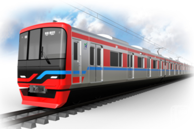 An exterior image of the Meitetsu 500 series train, scheduled to begin operation in fiscal 2026 (provided by Nagoya Railroad)
