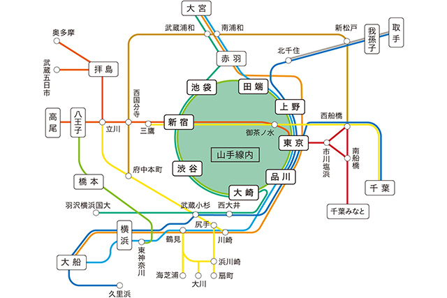 Map of the "commuter specified section" and "inside of Yamanote Line" areas that will be abolished with the fare revision in March 2026 (provided by JR East)
