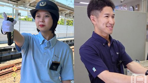 Image of Odakyu Electric Railway wearing the new polo shirts as part of its summer uniform (Provided by Odakyu Electric Railway)