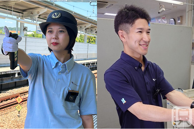 Image of Odakyu Electric Railway wearing the new polo shirts as part of its summer uniform (Provided by Odakyu Electric Railway)